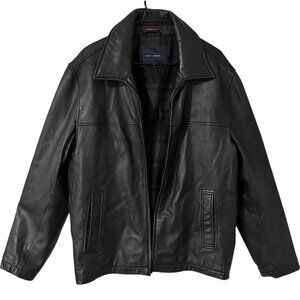 Tommy Hilfiger Vintage Genuine Leather Lay Down Collar Jacket Men's Large | VTG